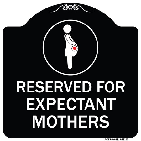 Signmission Reserved for Expectant Mothers W/ Graphic Heavy-Gauge Aluminum Sign, 18" L, 18" H, BW-1818-23202 A-DES-BW-1818-23202